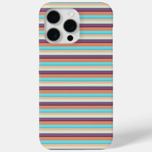 Cute blue brown stripes  iPhone 15 pro max case