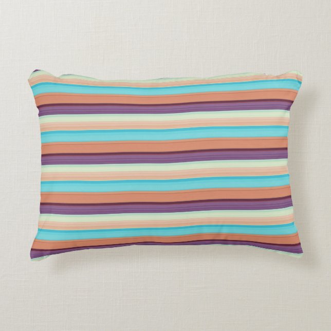 Cute blue brown stripes  decorative cushion (Front)