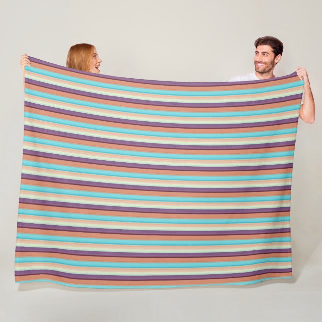 Cute blue brown stripes  fleece blanket (In Situ)