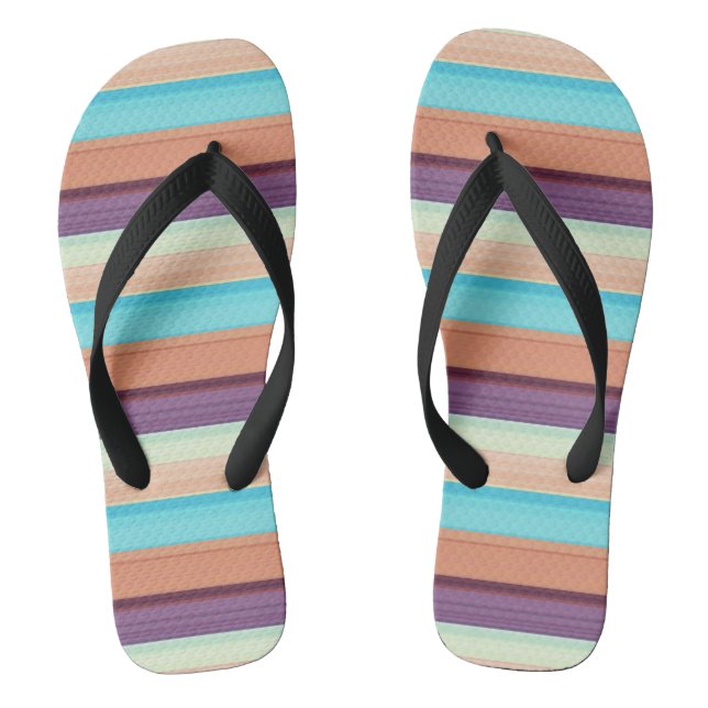 Cute blue brown stripes  flip flops (Footbed)