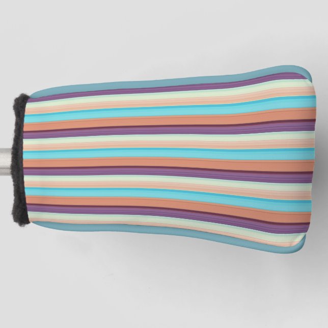 Cute blue brown stripes golf head cover (Front)