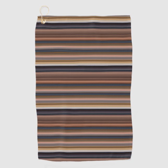 Cute blue brown stripes golf towel (Front)