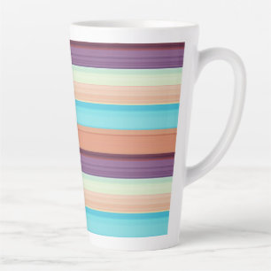 Cute blue brown stripes latte mug