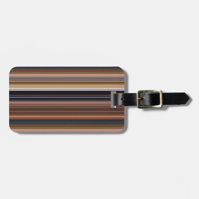 Cute blue brown stripes luggage tag (Front Horizontal)