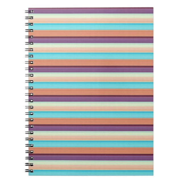 Cute blue brown stripes  notebook (Front)