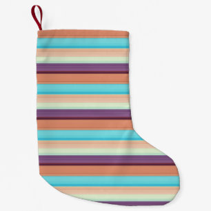 Cute blue brown stripes small christmas stocking