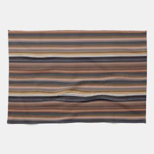 Cute blue brown stripes tea towel