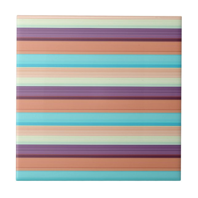 Cute blue brown stripes  tile (Front)