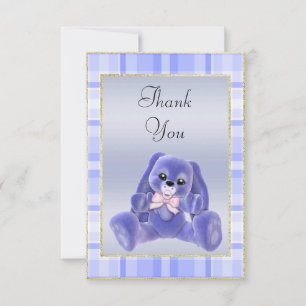 Cute Blue Bunny Baby Shower Thank You Card