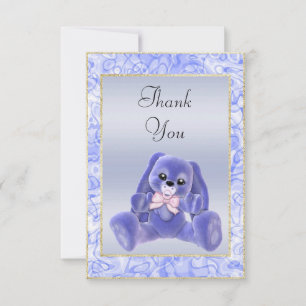 Cute Blue Bunny Baby Shower Thank You Card