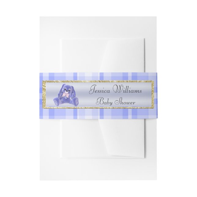 Cute Blue Bunny Invitation Belly Band (Front Example)