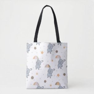 Cute Blue Bunny Tote Bag