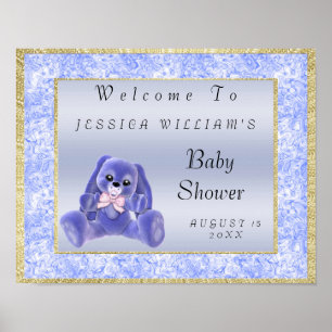 Cute Blue Bunny "Welcome" Poster