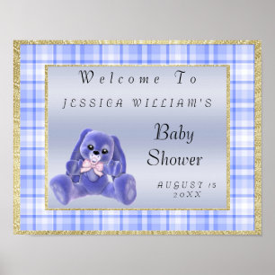 Cute Blue Bunny "Welcome" Poster