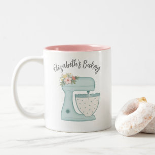 Cute Blue Business Bakery Mixer Two-Tone Coffee Mug