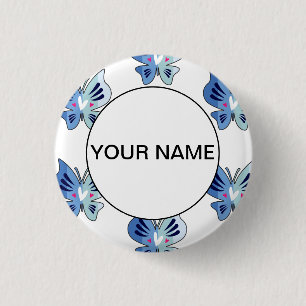 Cute Blue Butterflies 3 Cm Round Badge
