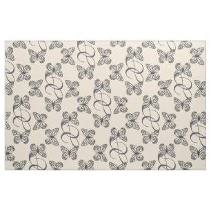Cute Blue Butterflies & Custom Monogram Pattern Fabric