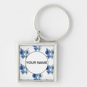 Cute Blue Butterflies Key Ring
