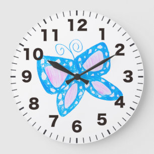 Cute blue butterfly clock