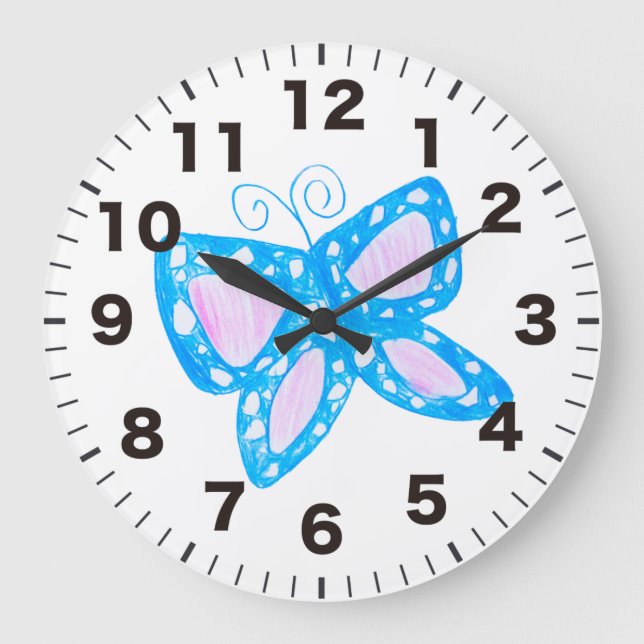 Cute blue butterfly clock (Front)