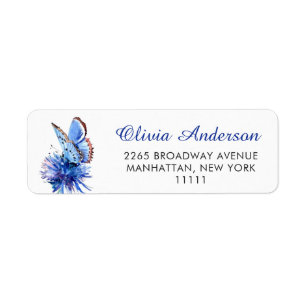 Cute Blue Butterfly Flower Moving Announcement