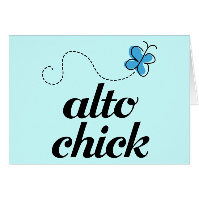Cute Blue Butterfly Music Alto Chick Gift (Front Horizontal)