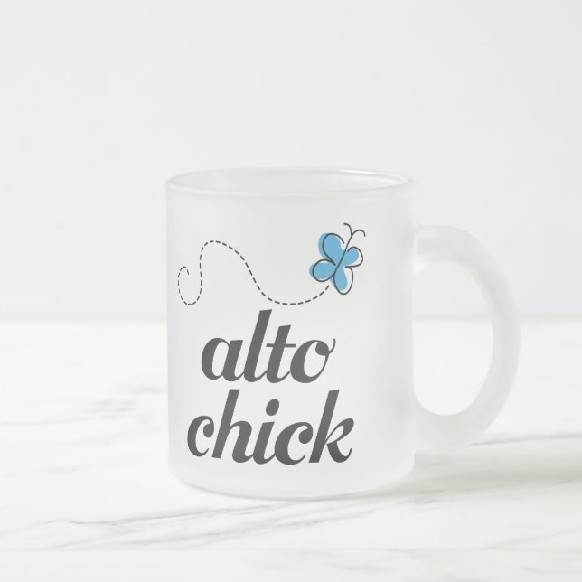 Cute Blue Butterfly Music Alto Chick Gift Frosted Glass Coffee Mug (Right)