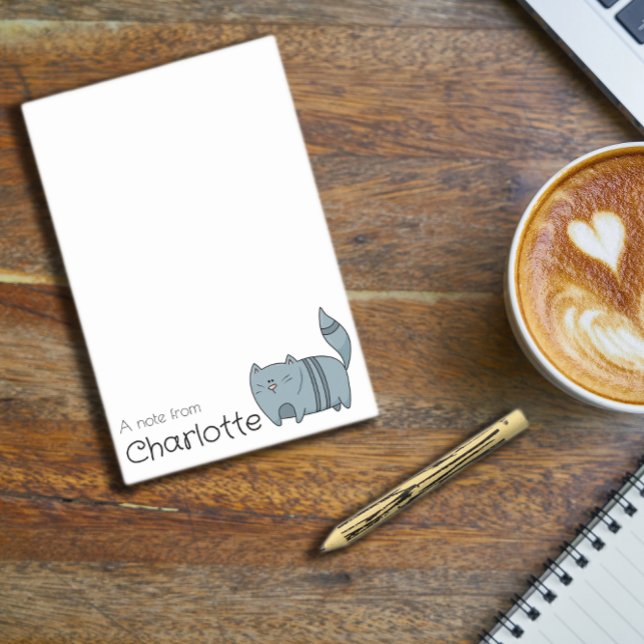 Cute blue cartoon cat name post-it notes (Creator Uploaded)