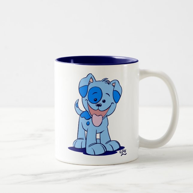 Cute Blue Cartoon Puppy Mug (Right)