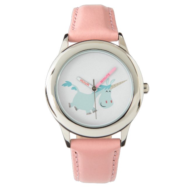 Cute Blue Cartoon Unicorn Watch (Front)