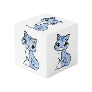 Cute blue cat cartoon cube
