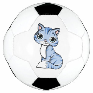 Cute blue cat cartoon football