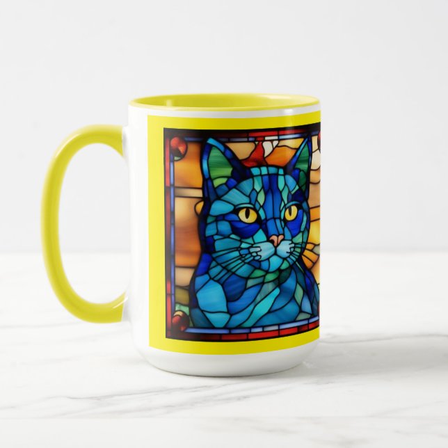Cute Blue Cat Coffee Mug (Left)