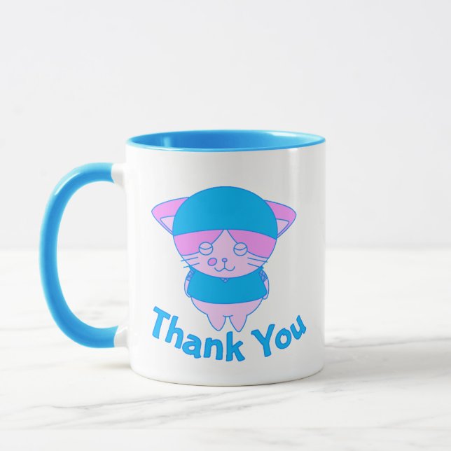 Cute Blue Cat Pattern Coffee Cups & Mugs (Left)