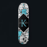 Cute Blue Cat Pattern Name & Initial Fun Cartoon Skateboard<br><div class="desc">This fun skateboard featuring kawaii cartoon style cat pattern would make a wonderful gift for someone,  who's into skateboarding! Easily add the desired name & initial by clicking on the "personalise this template" option.</div>