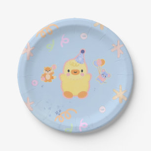 Cute blue christmas paper plates