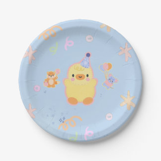 Cute blue christmas paper plates