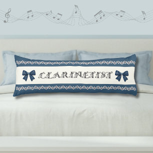 Cute Blue Clarinet Decor Music Room Body Pillow
