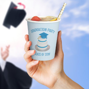 Cute Blue Class of Graduation Party Paper Cups