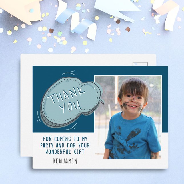 Cute Blue Cloud Birthday Thank you Photo Card (Creator Uploaded)