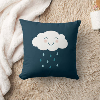Cute Blue Cloud Raindrops Baby Cushion