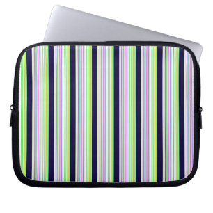 Cute blue colorful stripes laptop sleeve