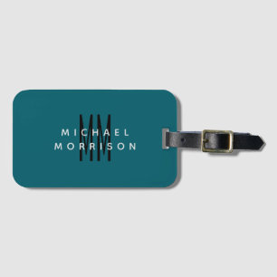 Cute Blue Colour Monogram Initial Letters Name Luggage Tag