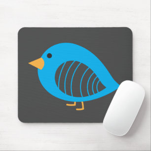 Cute blue colourful quirky birds mouse pad