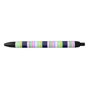 Cute blue colourful stripes black ink pen