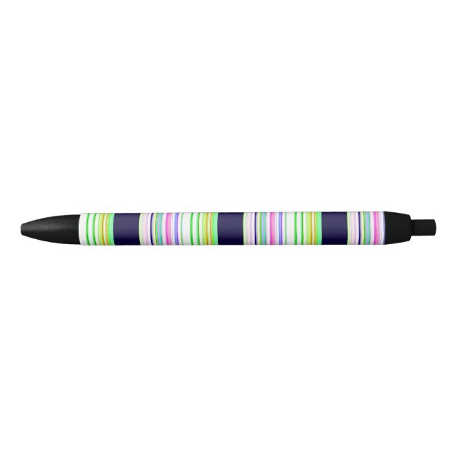 Cute blue colourful stripes black ink pen (Front)