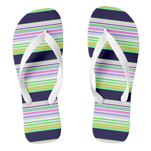 Cute blue colourful stripes flip flops (Footbed)