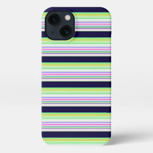 Cute blue colourful stripes iPhone 13 case