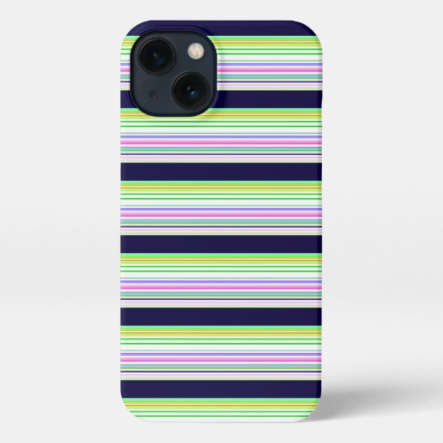 Cute blue colourful stripes iPhone case (Back)