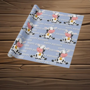   Cute Blue Cow  Wrapping Paper